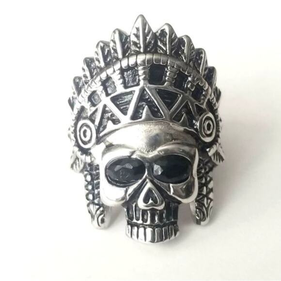 New stainless steel skull‎ biker ring size 14 - Picture 1 of 3